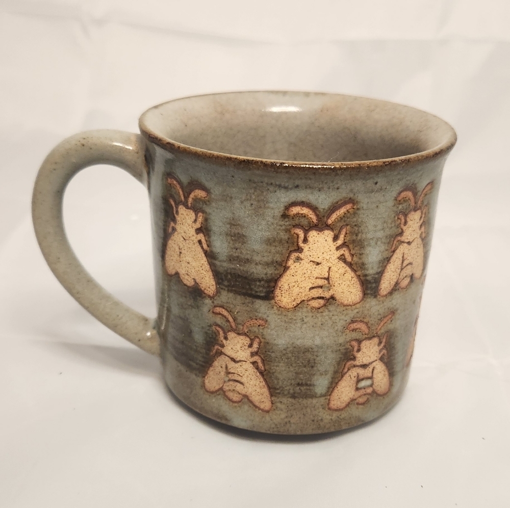 3 1/2" Handmade Boho Style Bee Coffee Mug